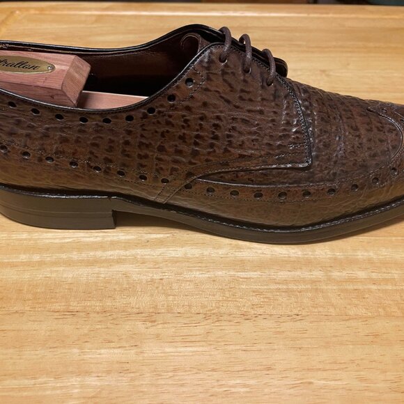 Vintage ALLEN EDMONDS Nassau Sharkskin Wingtip Full Brogue Derby Shoes 12 D - Picture 9 of 11